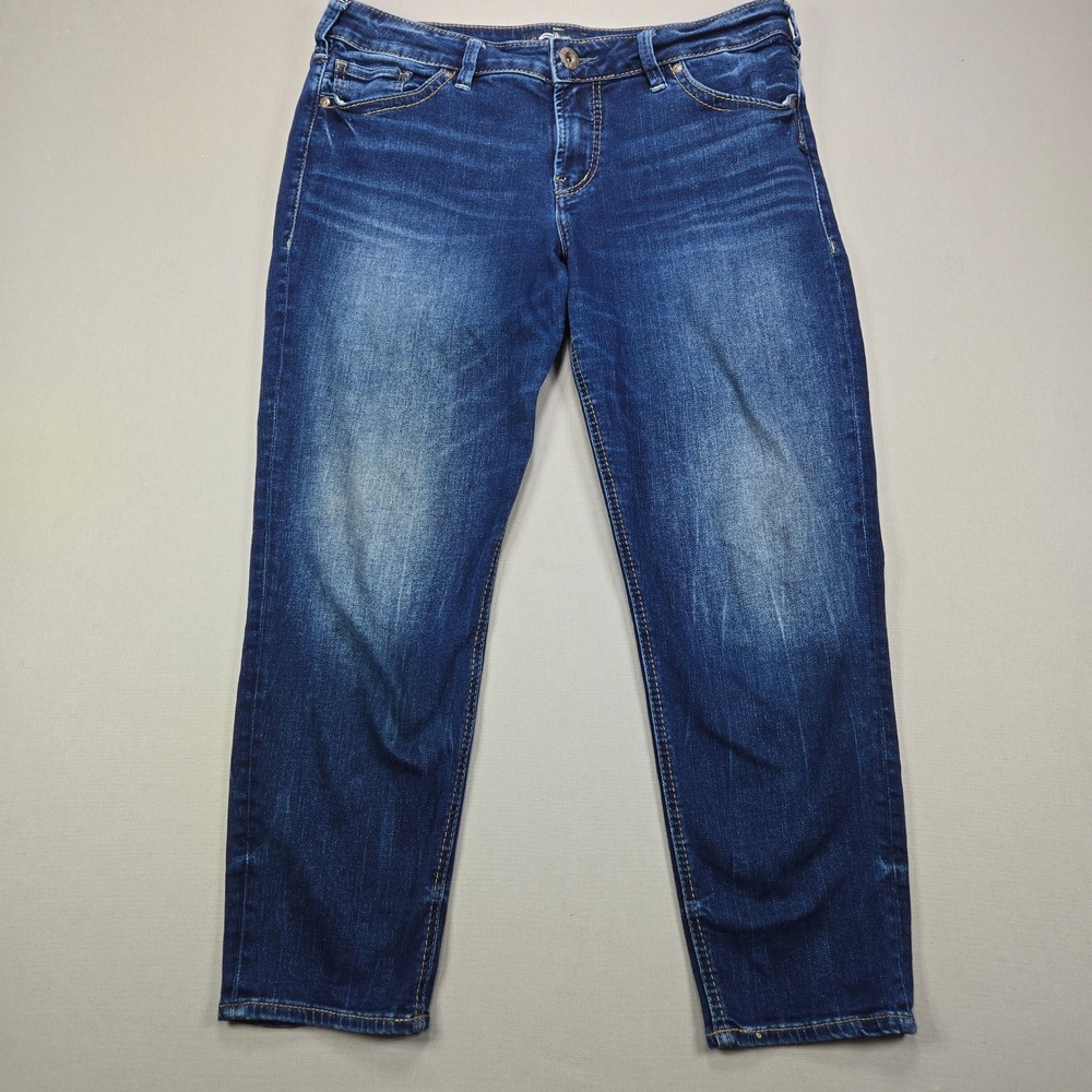Silver Jeans Co Suki Skinny Crop Blue Jeans Womens W32‎ L25 Mid Rise